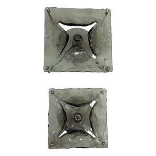 Smoky Murano Glass Wall Lamps, 1970s, Set of 2 For Sale