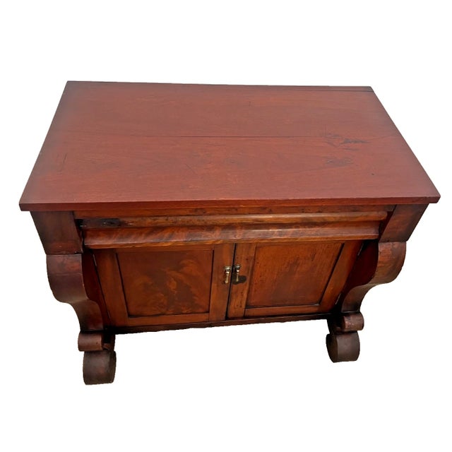 Antique Empire Style Cabinet Flame Mahogany Sideboard, Small Credenza, Buffet For Sale - Image 9 of 13
