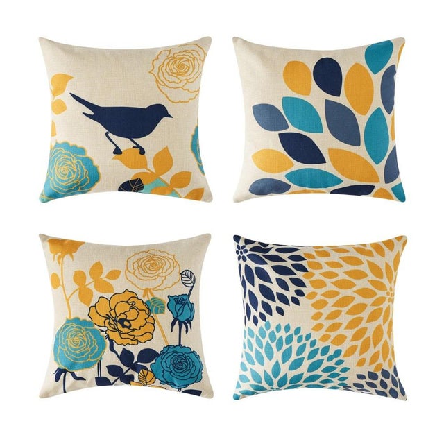 Sykting Blue and Yellow Pillow Covers Set of 4 Chairish