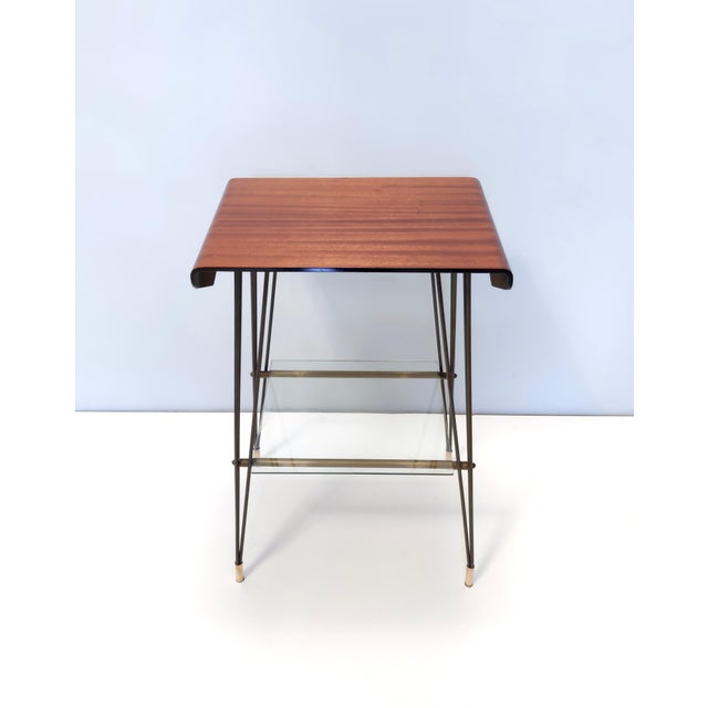 Black TV Stand or Side Table with Iron Frame and Ebonized Beech Top, Italy, 1960s For Sale - Image 8 of 17