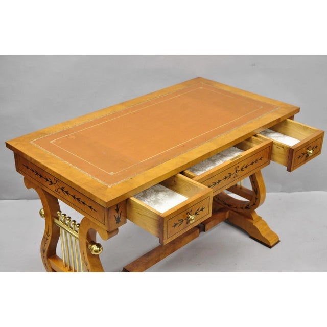 Vintage Italian Regency Lyre Harp Burlwood Desk & Chair by Binda Collection For Sale - Image 11 of 18