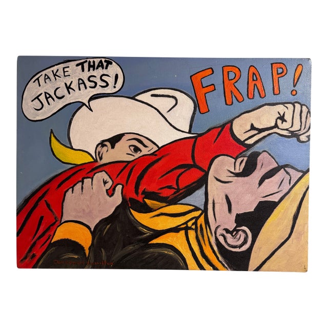 Don Edward Hamilton Pop Art Western Comic Painting, “Take That Jackass!” For Sale