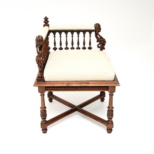 Antique Victorian Carved Walnut Corner Chair, 1860 For Sale - Image 3 of 11