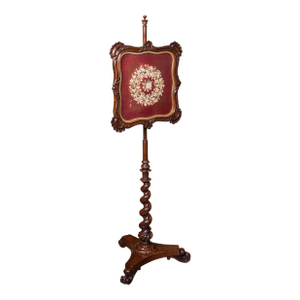 Antique Pole Screen, English, Adjustable Fireside Heat Reflector, William IV