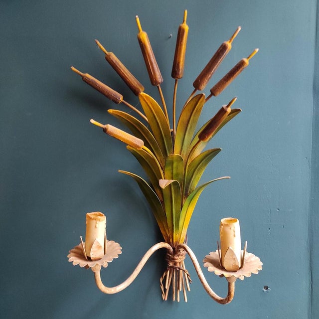 Metal Vintage French Reeds-Shaped Wall Sconce For Sale - Image 7 of 7