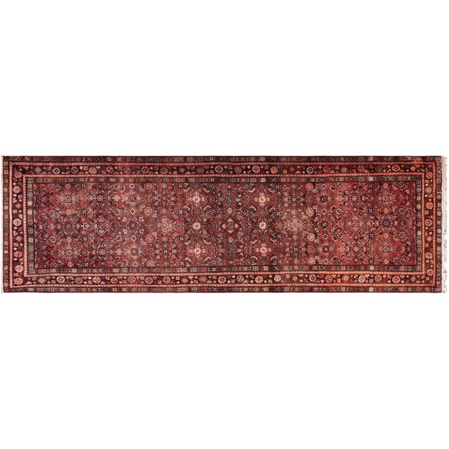 Antique Tabriz Red/Brown Wool Runner Rug- 3'4'' X 10'5'' | Chairish