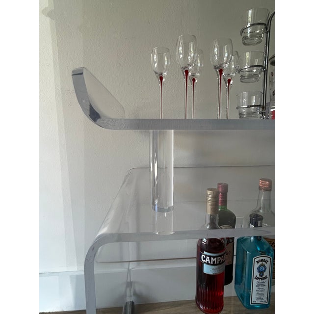 Shlomi Haziza Vintage Chinoiserie "Pagoda" Lucite Cocktail Bar Cart For Sale - Image 4 of 9