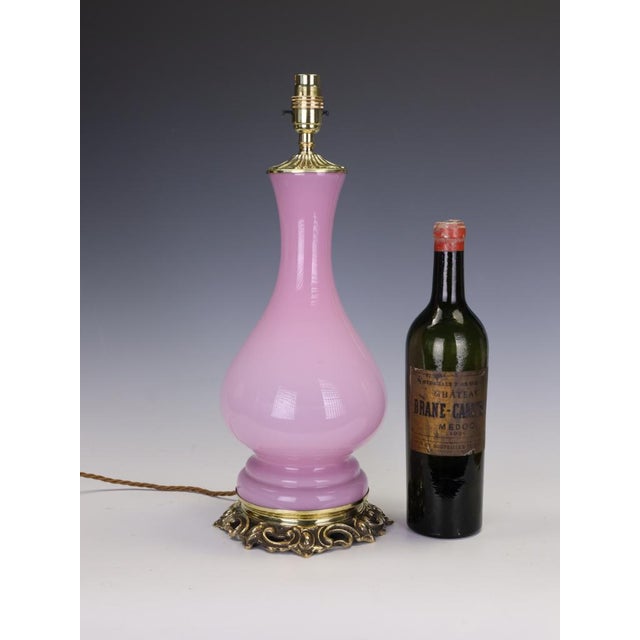 Antique 19th Century French Pink Opaline Glass Baluster Table Lamp, 1870 For Sale - Image 3 of 15