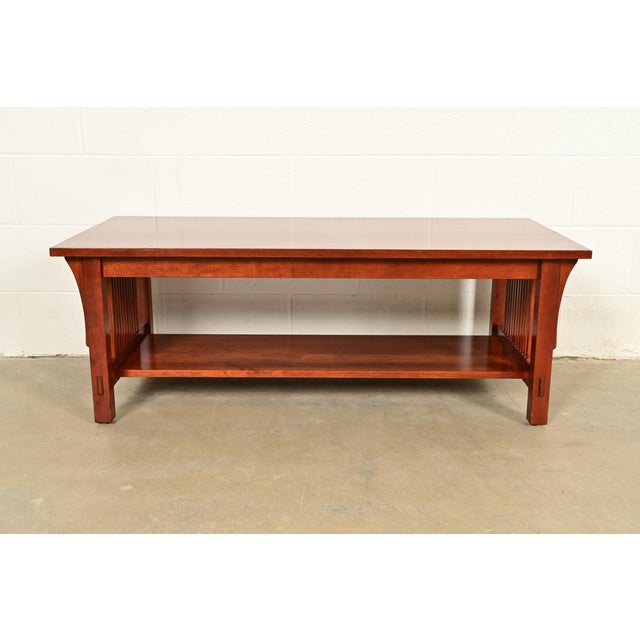 Stickley Mission Arts & Crafts Cherry Wood Spindle Coffee Table For Sale - Image 10 of 12