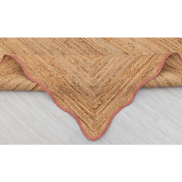 3x10Ft. Pink Wave Scallop Edge Jute Rug For Sale - Image 11 of 12