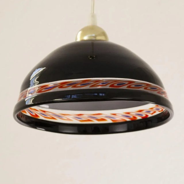 Vintage Suspension Lamp in Intense Black Murano Glass, 1980s For Sale - Image 3 of 11