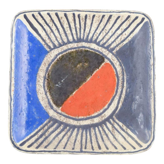 Vintage Rectangular Stoneware Bowl by Mari Simmulson for Upsala Ekeby, 1960s For Sale