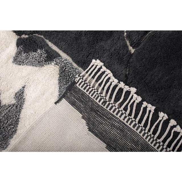 Black Premium Hand-Knotted Moroccan Wool Rug | 10'1" X 6'9" | One of a Kind For Sale - Image 8 of 9