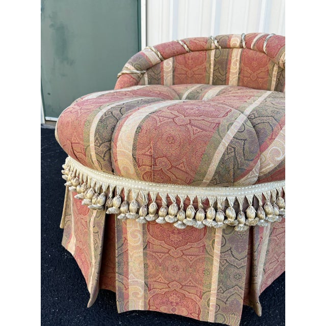 Pink Vintage French Bedroom Chair or Changing Pouf With Pleated Skirt For Sale - Image 8 of 12