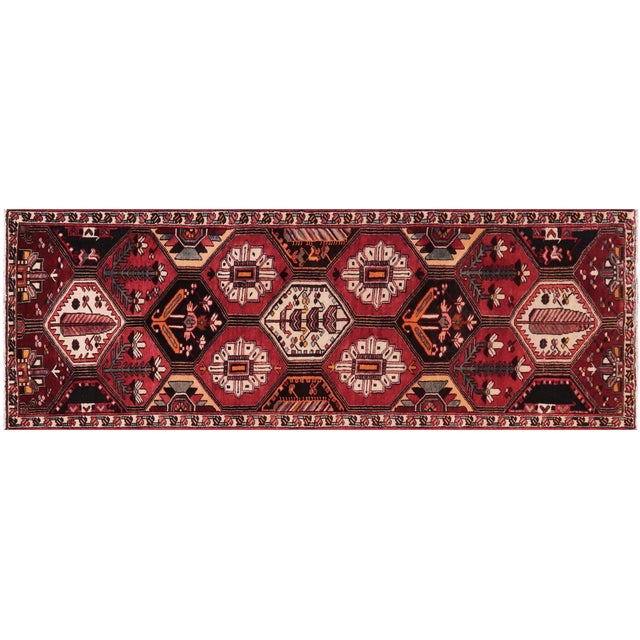 Shabby Chic Tabriz Red/Rust Wool Runner Rug- 3'7'' X 9'10'' For Sale - Image 10 of 10