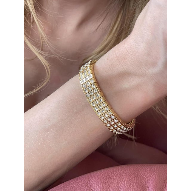 2020s Pierre Lorren Handmade Faberge Egg Style Trinket Fabergé Egg Style Austrian Crystal Diamond Pure Gold Deco Hand Painted 5 Star Egg & Handmade Bracelet For Sale - Image 5 of 12