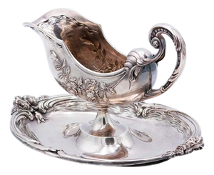 Silver Gravy Boat with Floral Motifs
