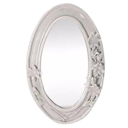 Vintage Swiss Oval Porcelain Floral Mirror For Sale