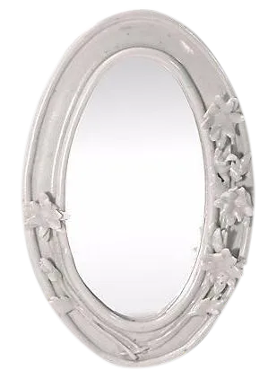 Vintage Swiss Oval Porcelain Floral Mirror