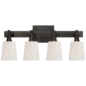 Thomas O'Brien for Visual Comfort Signature Bryant Four-Light Bath Sconce in Bronze with White Glass