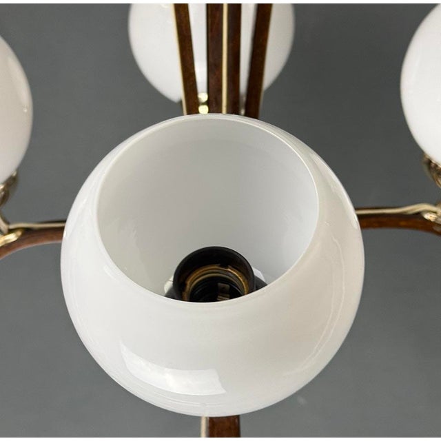 Mid-Century Wooden Brussels Style Chandelier from Bohemia, 1970s For Sale - Image 6 of 8