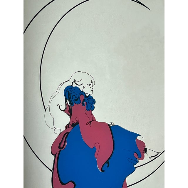 Vintage Art Deco Mirrors with Pierrot Harlequin on Crescent Moon Artwork, 1970s, Set of 2 For Sale - Image 9 of 17