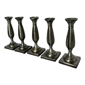 1990s Italian Hand-Molded Pewter Candle Sticks - Set of 5