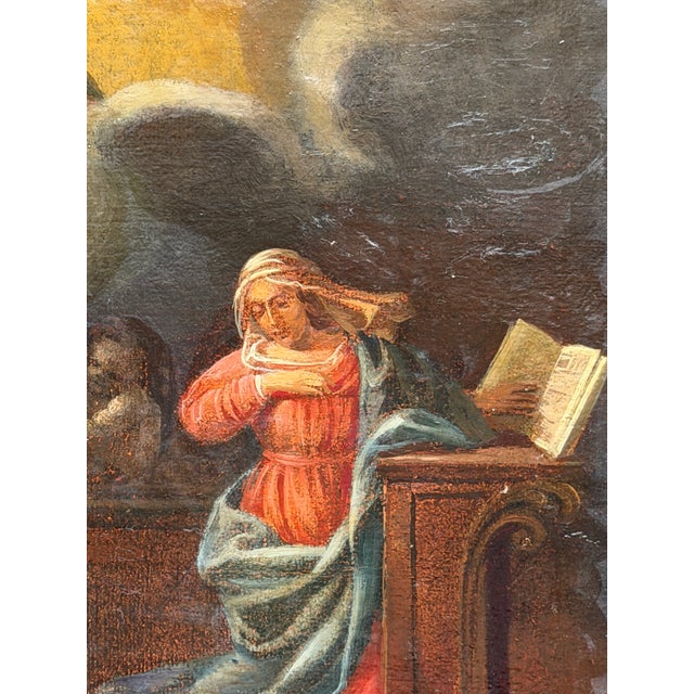 Italian School Artist, Annunciation, 17th-18th Century, Oil on Canvas, Framed For Sale - Image 5 of 9