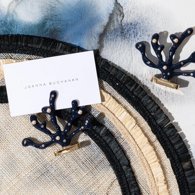 coral placecard holders, navy,