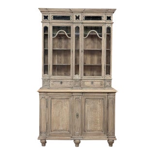 19th Century Liegoise Neoclassical Bookcase ~ Display Cabinet in Stripped Oak For Sale