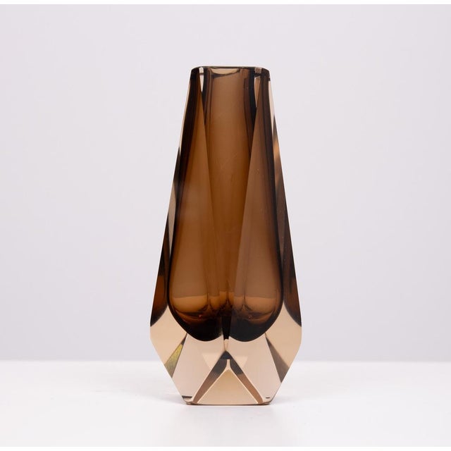 Facet Cut Art Glass Vase by Murano for Alessandro Mandruzzato, 1960s For Sale - Image 12 of 12