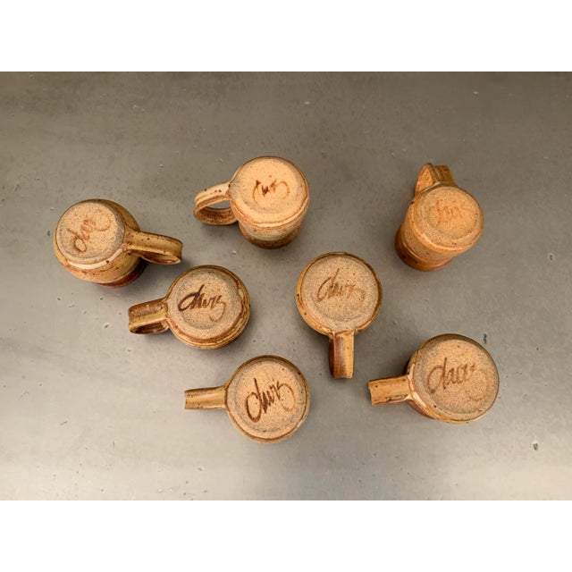 Vintage Chris Davis Set of 7 Functional Pottery Espresso/Cappuccino/Latte Mugs For Sale - Image 4 of 9