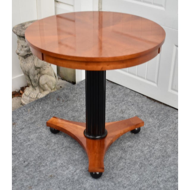 Ethan Allen Black Cherry Round Pedestal Accent Table Biedermeier Empire Style For Sale - Image 9 of 16