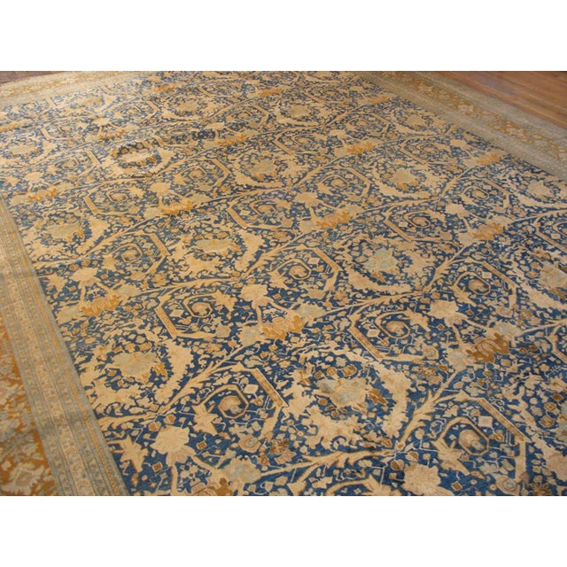 Traditional 1920s Blue Navy Mostofi Antique Persian Tabriz Rug 11' 6" X 16' Handknotted Wool Carpet For Sale - Image 3 of 6