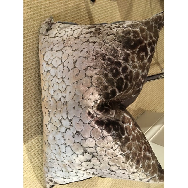 Luxurious velvet pillow in a smoky brown color. Faux silk back in a deeper shade of brown.. Contrast 1/2" gray flange,...