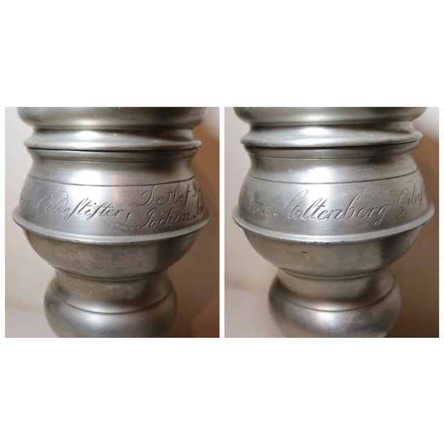 Up for sale is a very rare antique 17th century handmade lidded German family urn. It's made of very thick pewter with a...