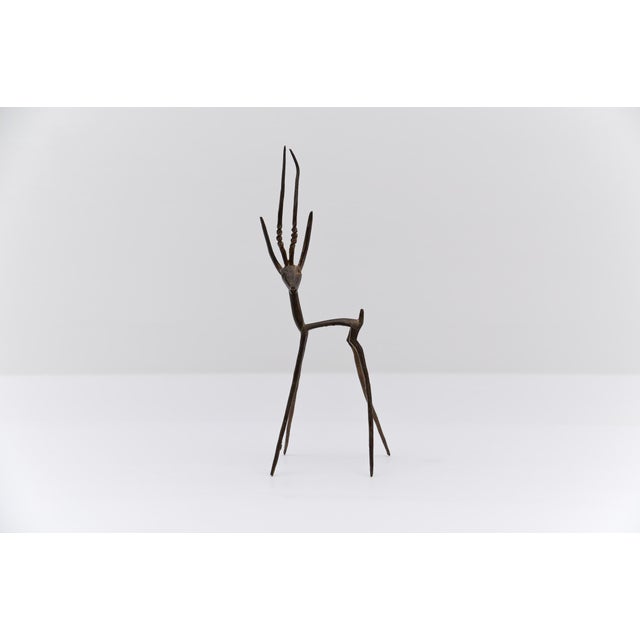 Vintage Handmade Gazelle Brass and Bronze Sculpture, 1960s For Sale - Image 10 of 10