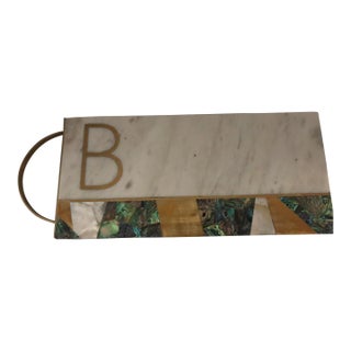 Anthropology Marble Mother of Pearl Monogram Cheese Board For Sale