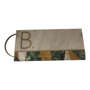 Anthropology Marble Mother of Pearl Monogram Cheese Board
