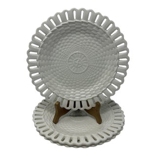Antique 19th Century Wedgewood Reticulated Creamware Plates, Set of 3 For Sale