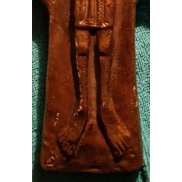Antique Continental Bronze Devotional Crucifix Sculpture With Gemstone Inlays. For Sale - Image 10 of 12
