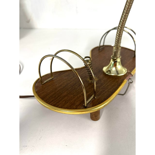 1950's Midcentury Table Lamp and Pen Holder. 15”HX 12"WX 10"D in very good and working condition.