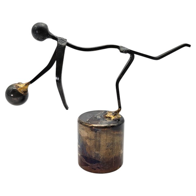 1970s Brutalist Nail Art Bowler Balancing Sculpture – Mid-Century Studio Metal For Sale In San Francisco - Image 6 of 11