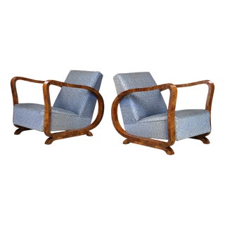 Vintage Italian Art Deco Burl Wood Chairs, 1920s For Sale