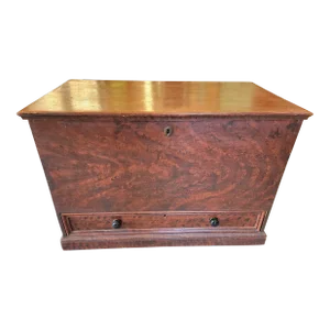Antique Faux Wood Painted Trunk Blanket Box From England