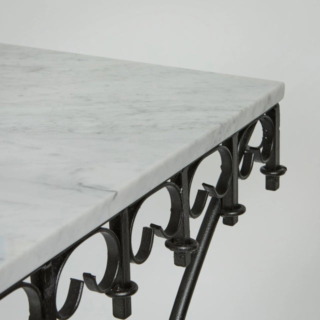 Vintage French Pastry Table W/Iron Base + New Marble Top For Sale - Image 11 of 11