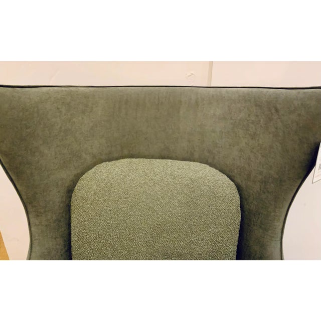 Modern Caracole Modern Sage Suede Forma Wingback Chair For Sale - Image 3 of 7