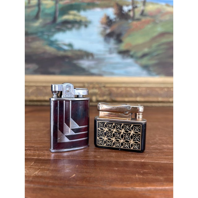 Pair of Vintage Tabletop Lighters - Art Deco CMC Continental and Mid-Century Prince Lighter Japan. For Sale In Seattle - Image 6 of 10