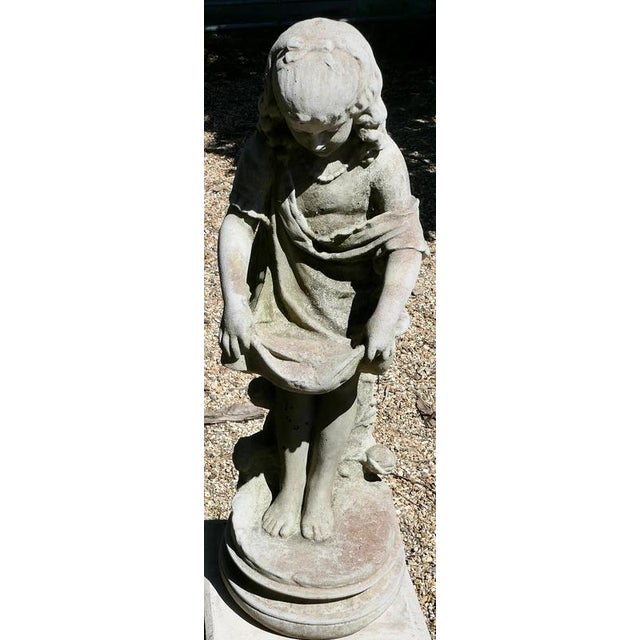 Stone Statue of a Girl Holding Out Her Apron, 1950 For Sale - Image 3 of 9