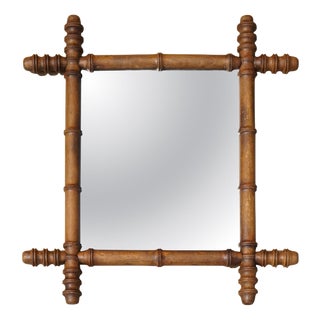 Antique English Faux Bamboo Wall Mirror with Foxed Glass For Sale